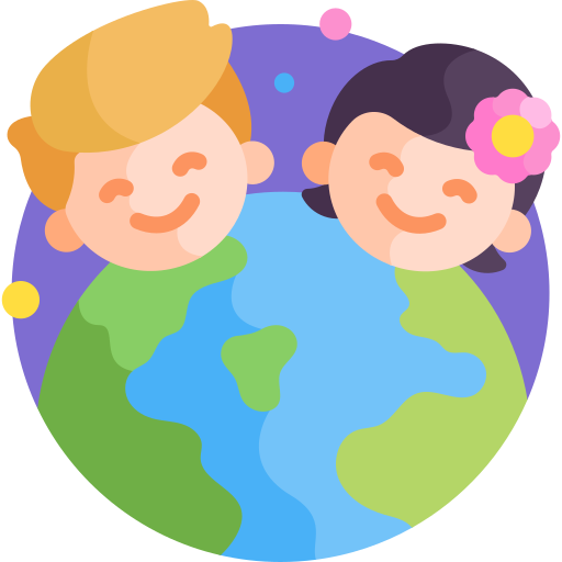 two heads of two people and the Earth