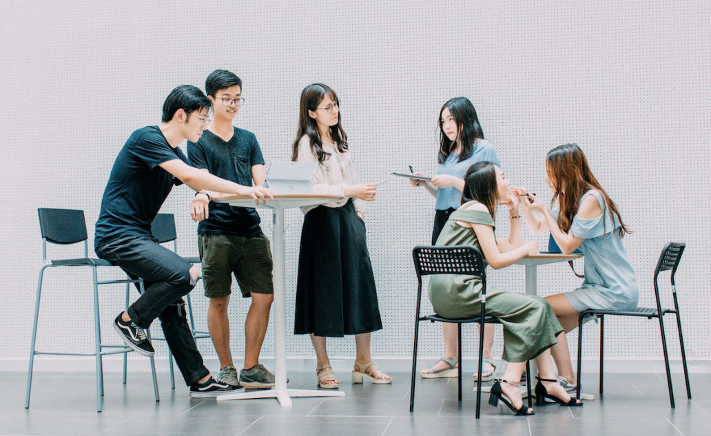 multiple people discussing